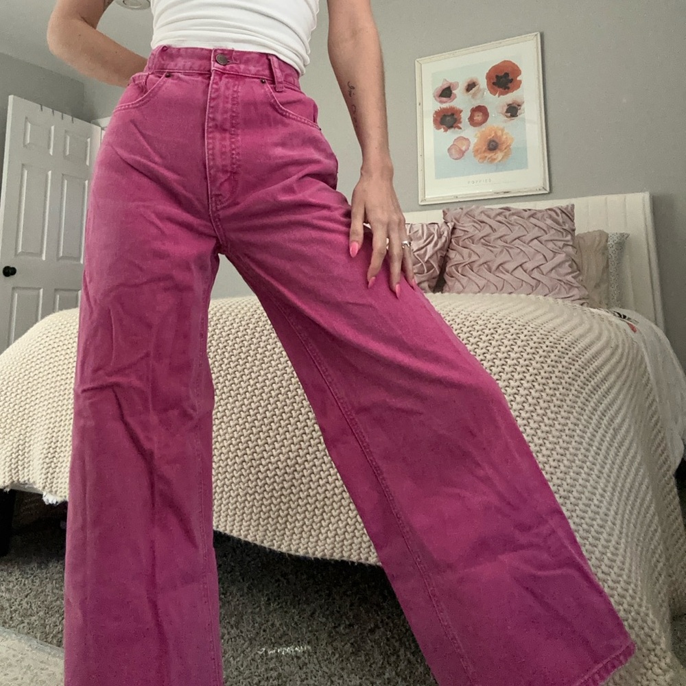Urban Outfitters Pink Flare Jeans